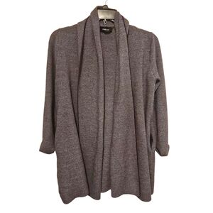 Zara Knit Herringbone Open Front Cardigan - Grey/Black - Size Small